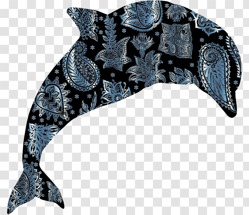 Dolphin Floral Ornament Clip Art - Marine Mammal Transparent PNG