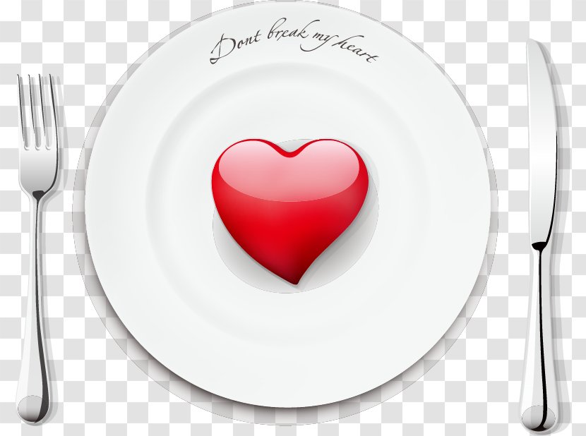 Fork Knife Plate - Watercolor - Hand Drawn Heart-shaped Pattern Plates And Transparent PNG