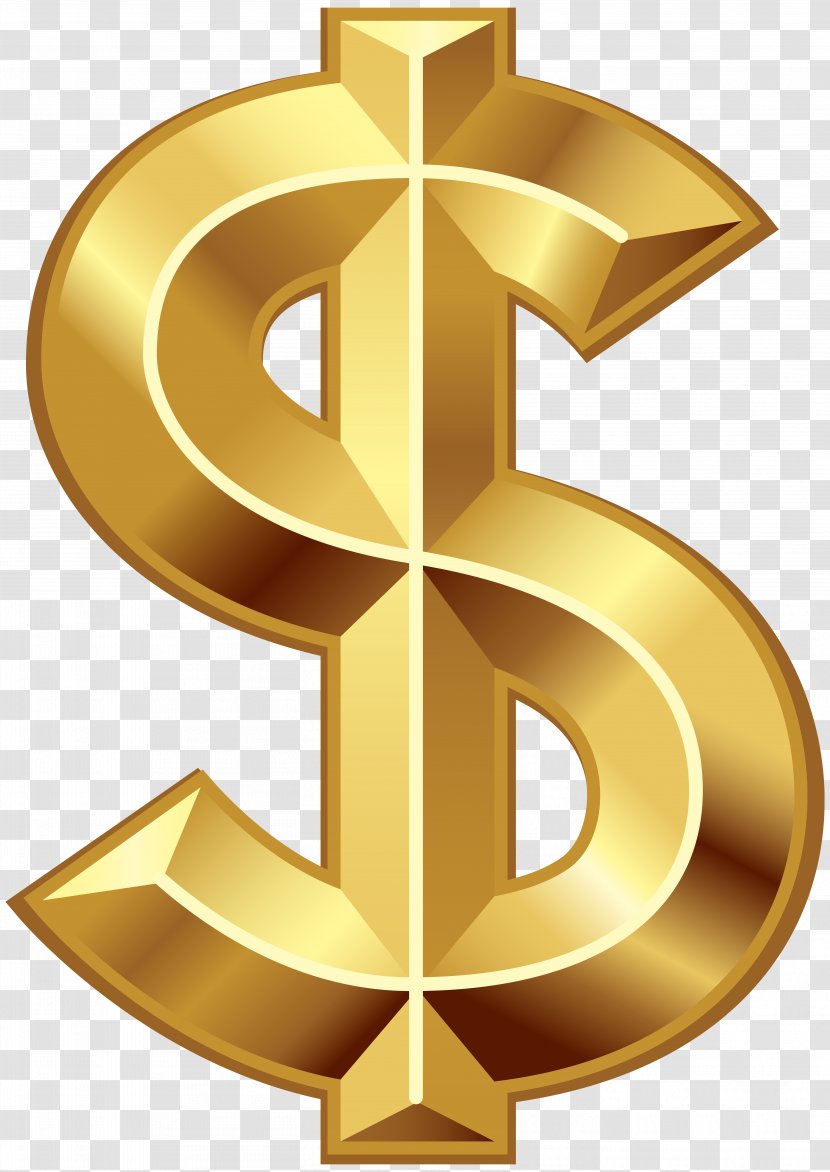 Dollar Sign United States Currency Symbol Coin Clip Art - Brass - Golden Transparent PNG