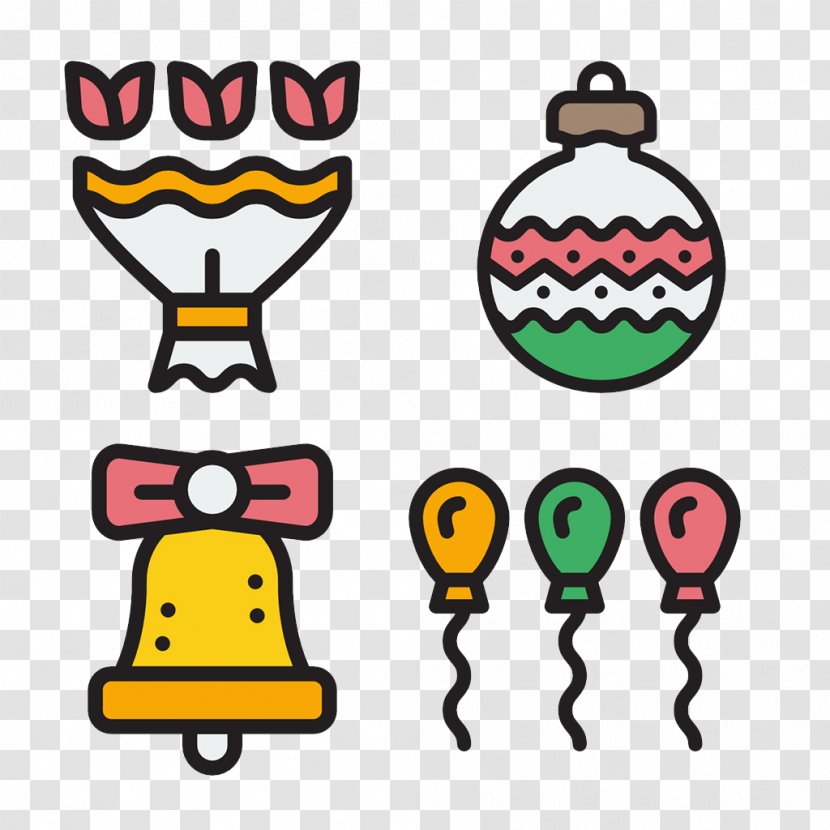 Icon Design - Happiness - Flattened Balloons And Bells Transparent PNG