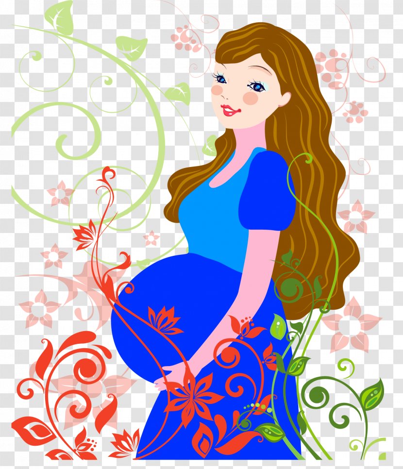 Pregnancy Mother Illustration - Heart - Blue Dress Of Pregnant Women Transparent PNG