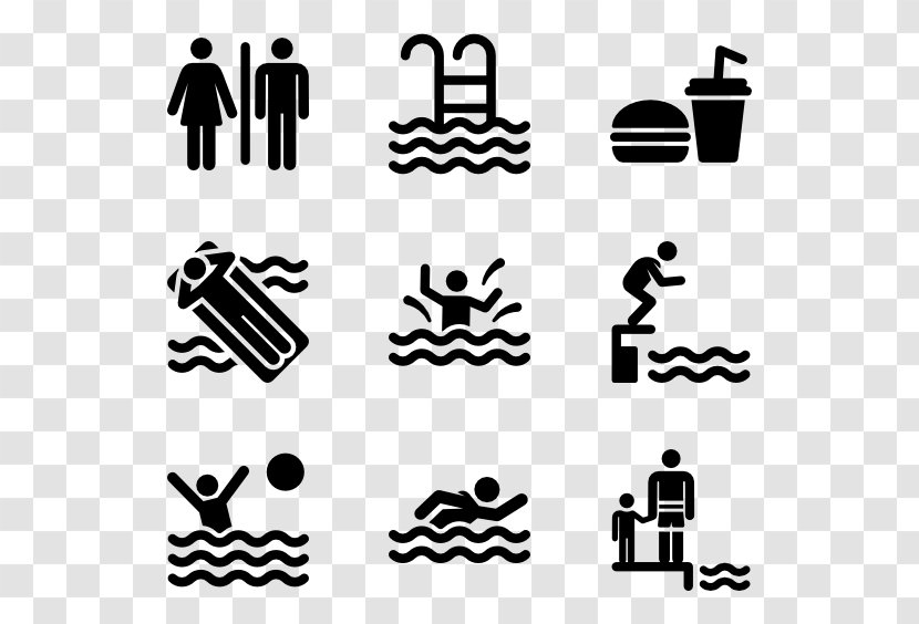 Pictogram - Black And White - Swimming Pool Transparent PNG