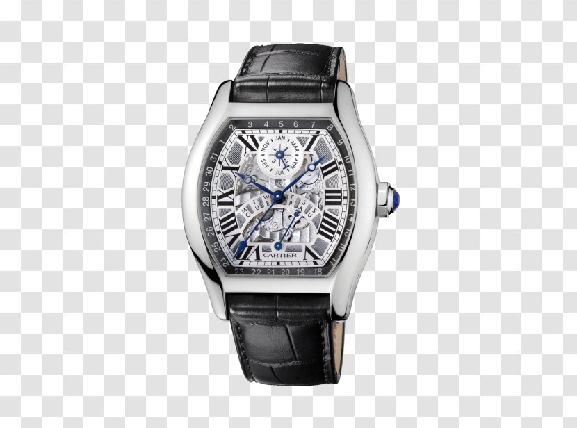 Cartier Tank Automatic Watch Perpetual Calendar - Black Male Transparent PNG