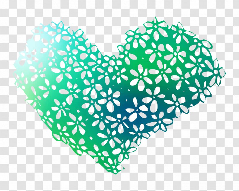 Green Leaf Heart Product Line - Turquoise - Textile Transparent PNG