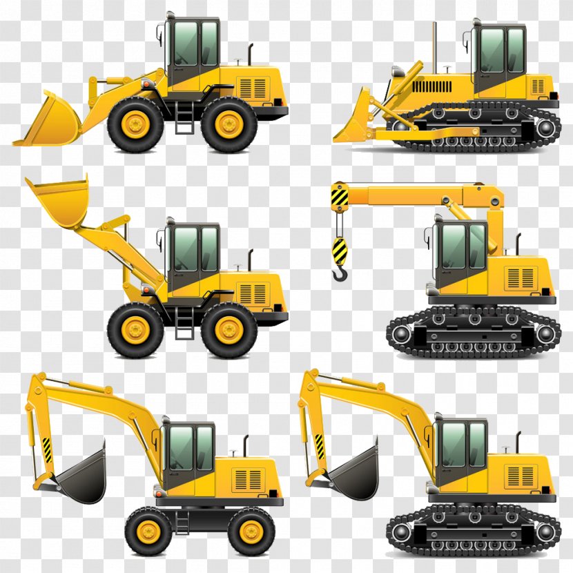 Heavy Equipment Machine Architectural Engineering Euclidean Vector - Construction - Hand-drawn Cartoon Bulldozer Excavator Transparent PNG