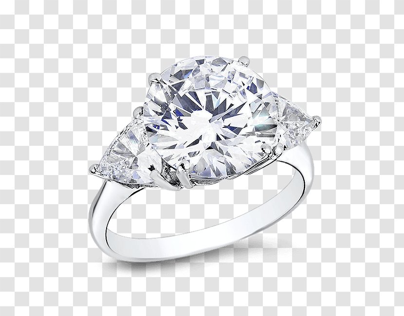 Cubic Zirconia Engagement Ring Gold Wedding - Emerald - Trillion Diamond Settings Transparent PNG
