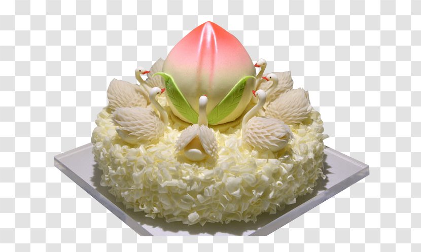 Longevity Peach Torte Petit Four Cake - Swan Transparent PNG
