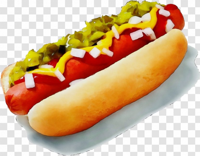 Junk Food Cartoon - Hot Dog Bun - Baked Goods Breakfast Roll Transparent PNG