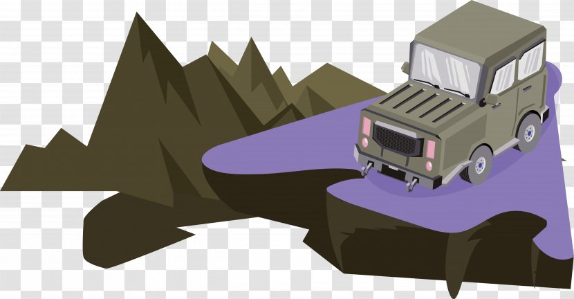 Jeep Car Euclidean Vector Illustration - Plot - In The Edge Of Cliff Transparent PNG
