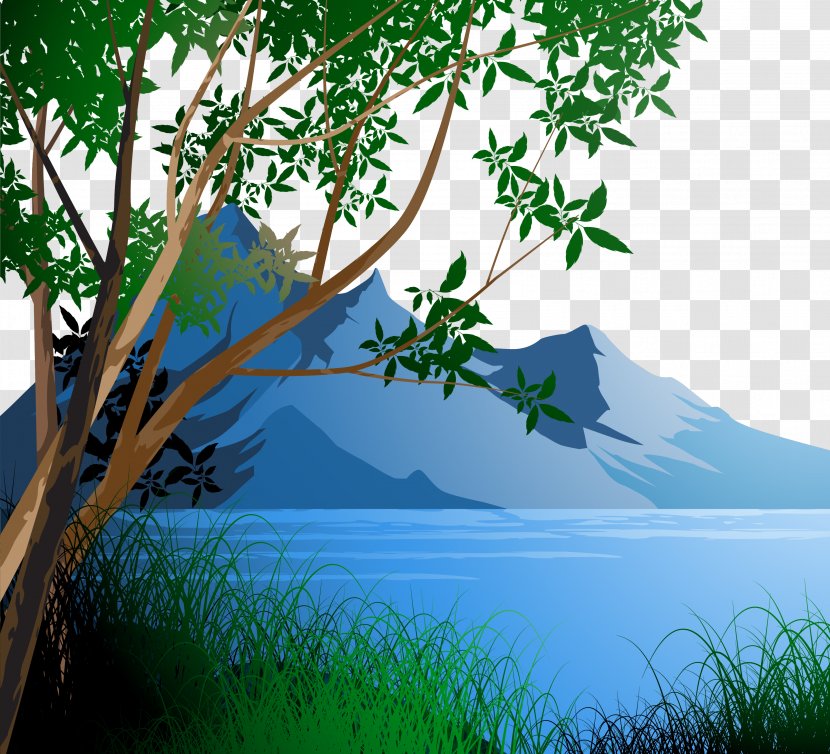 Landscape Royalty-free Drawing Illustration - Watercourse - Vector Forest Transparent PNG