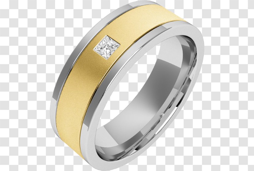 Wedding Ring Princess Cut Engagement Diamond - Colored Gold - Mens Flat Material Transparent PNG