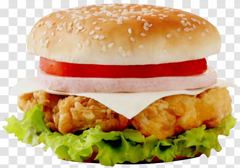 Junk Food Cartoon - Salmon Burger - Chicken Tatsuta Baked Goods Transparent PNG