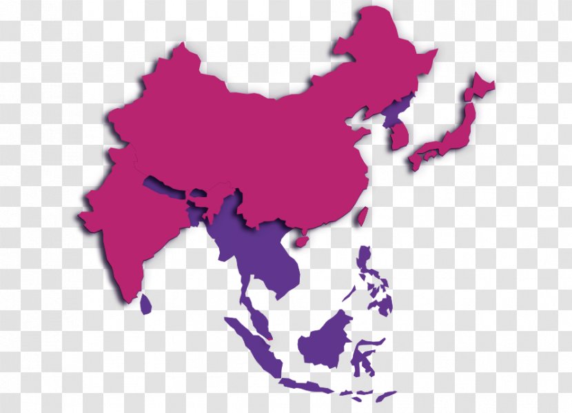 East Asia World Map Blank - Violet Transparent PNG