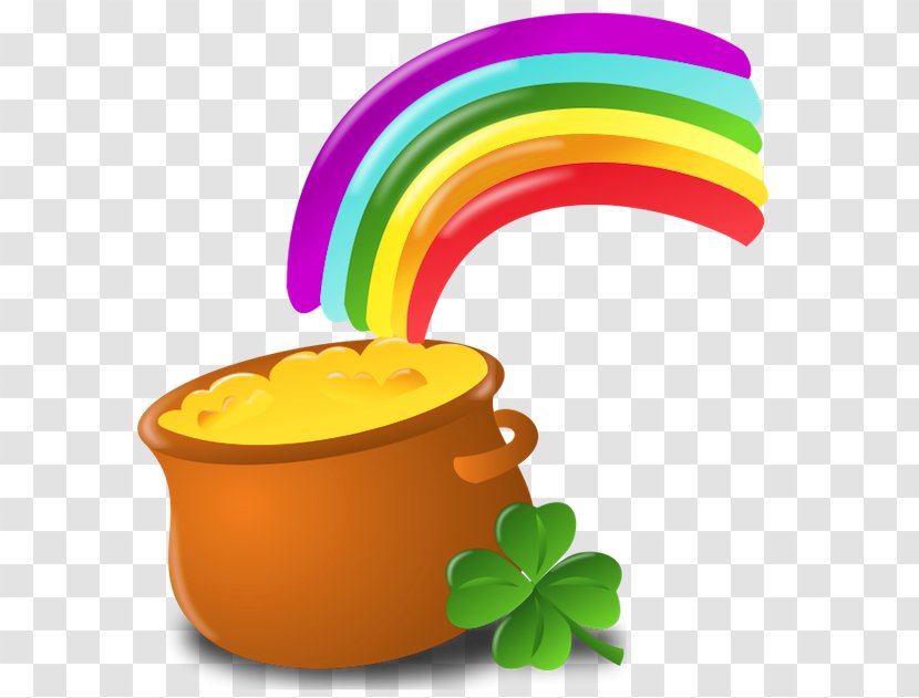 Saint Patrick's Day Ireland Shamrock Leprechaun Clip Art - St Patrick Pot Of Gold With Rainbow PNG Picture Transparent PNG