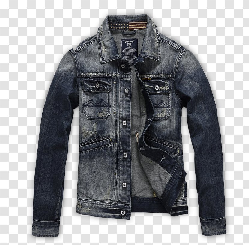 Leather Jacket Denim Outerwear - Sleeve - Viewways Men Slim Transparent PNG