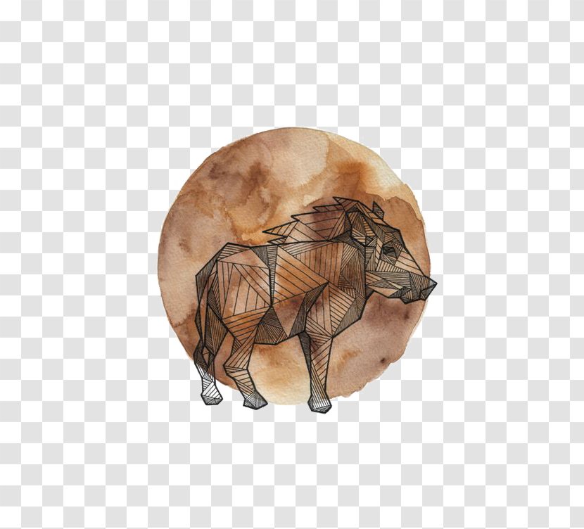 Sacred Geometry Drawing Animal - Watercolor Painting - Boar Transparent PNG