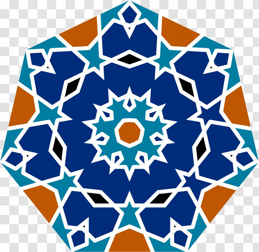 Islamic Geometric Patterns Tile Art Clip - Electric Blue - Design Cliparts Transparent PNG