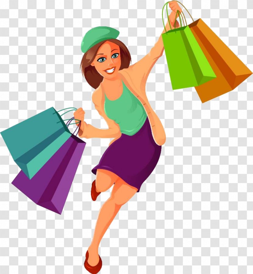 Drawing Cartoon Illustration - Flower - Bag Skipping Lady Transparent PNG