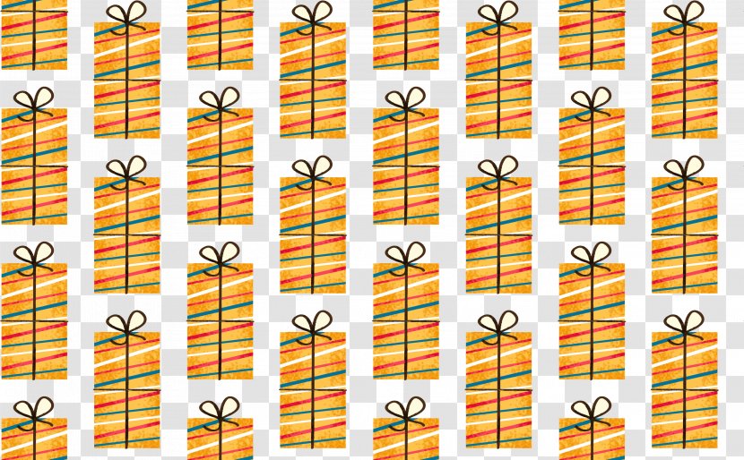 Textile Yellow Area Pattern - Text - Orange Striped Gift Box Transparent PNG