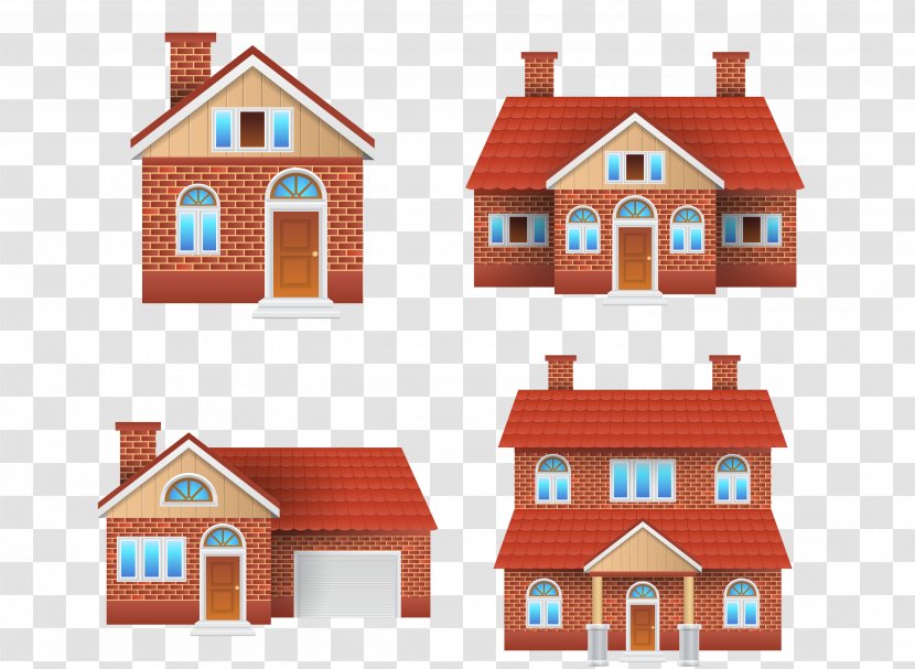 House Adobe Illustrator Euclidean Vector Brick - Building - Hand Painted Red Villa Transparent PNG