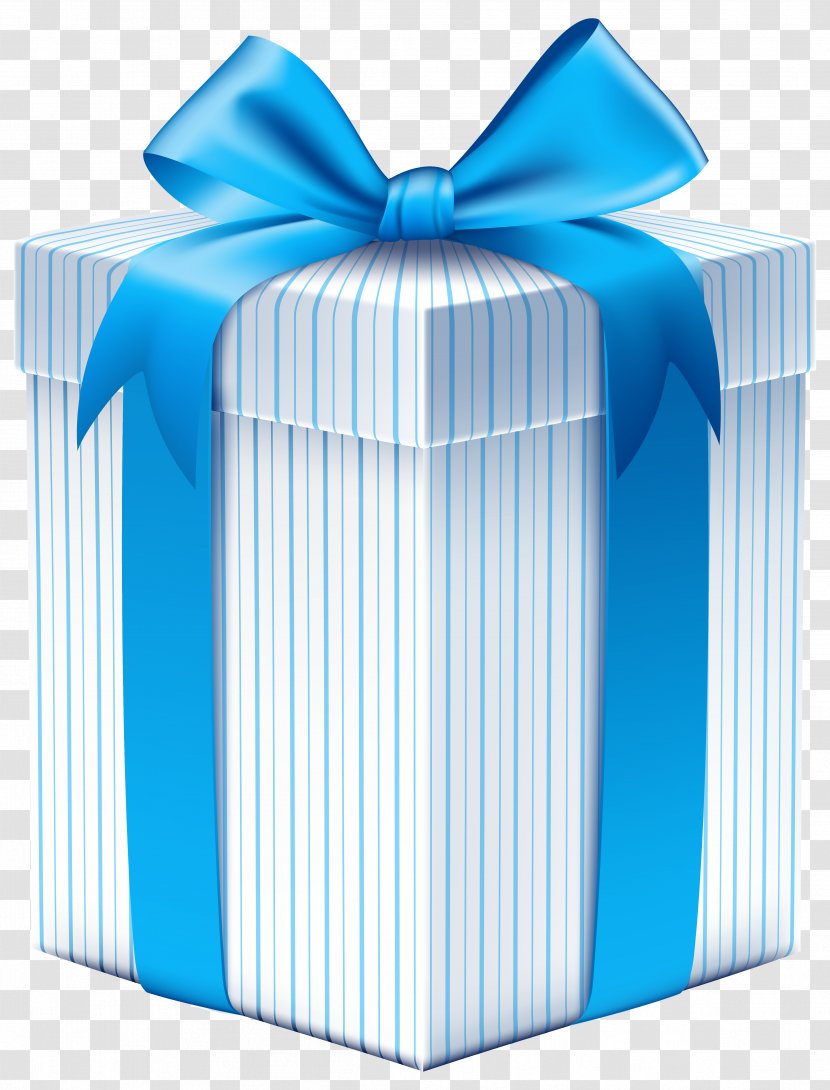 Gift Box Ribbon Clip Art - Azure - With Blue Bow Clipart Image Transparent PNG