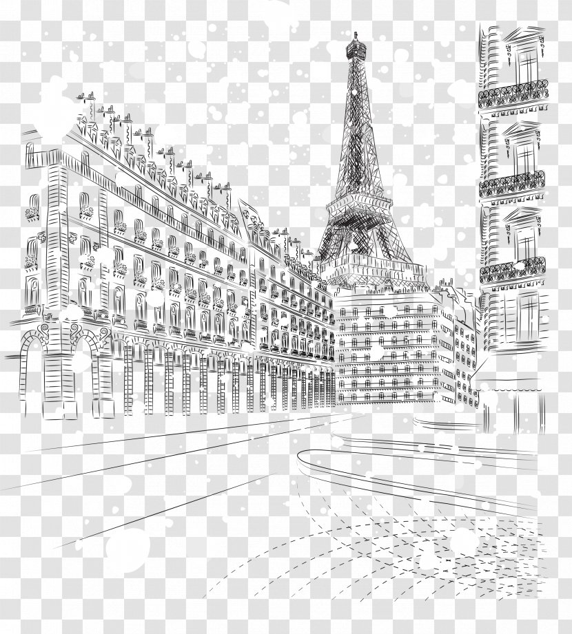 Eiffel Tower Winter - Black And White - Paris Snowy Day Transparent PNG