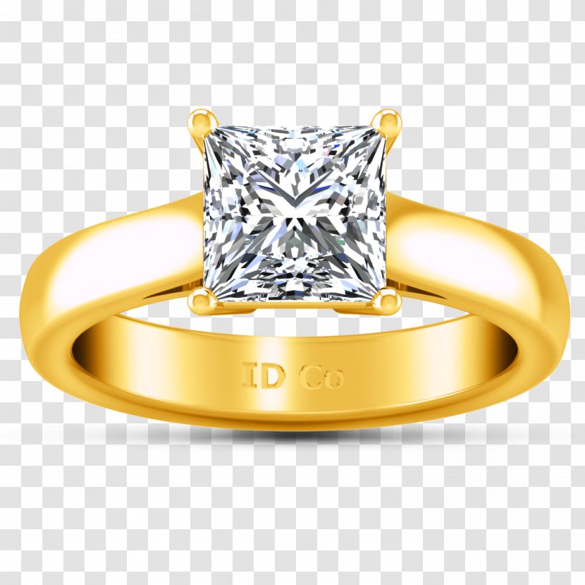 Diamond Wedding Ring Princess Cut Engagement - Carat - Yellow Transparent PNG
