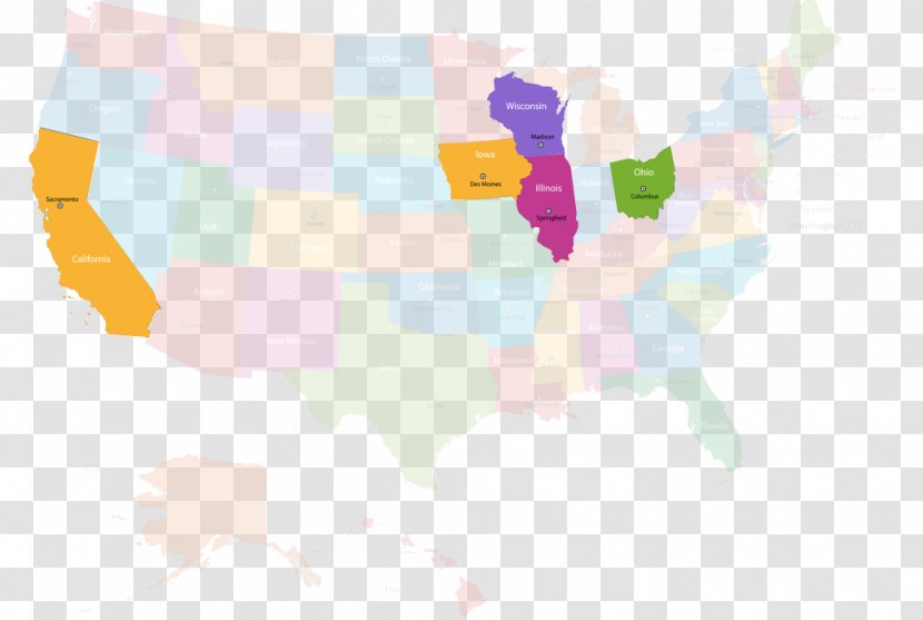 United States Blank Map Raised-relief City - Us State Transparent PNG