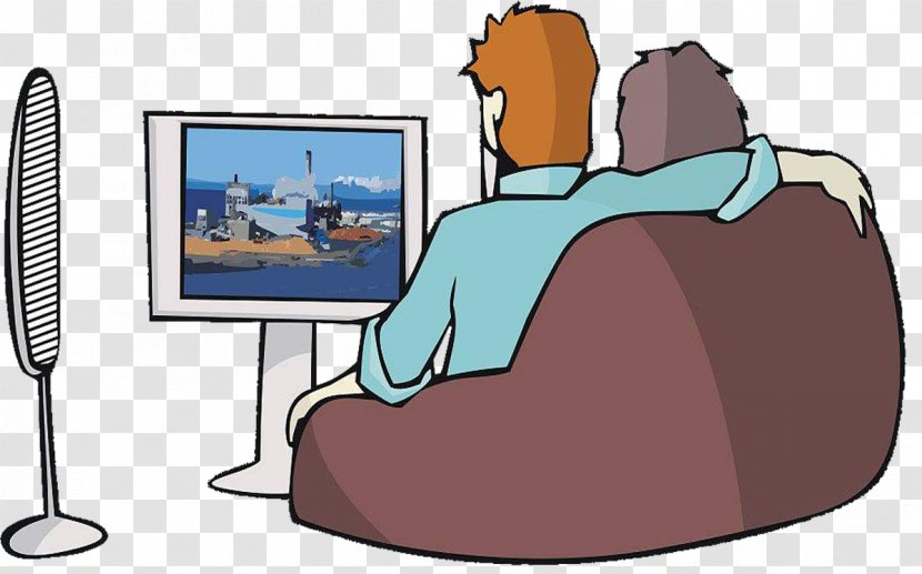 Television Drawing Cartoon Illustration - Husband And Wife Watch TV Transparent PNG