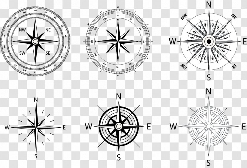 Compass Rose Wind - Symbol - Vector Black Transparent PNG