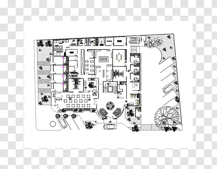 Hotel House Plan .dwg Floor - Text Transparent PNG