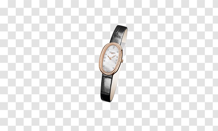 Watch Quartz Clock Longines - Strap - Black Female Form Transparent PNG