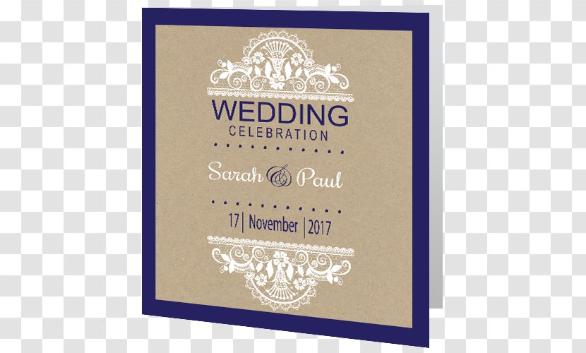 Wedding Invitation Kraft Paper Navy Blue - Rustic Lace Transparent PNG