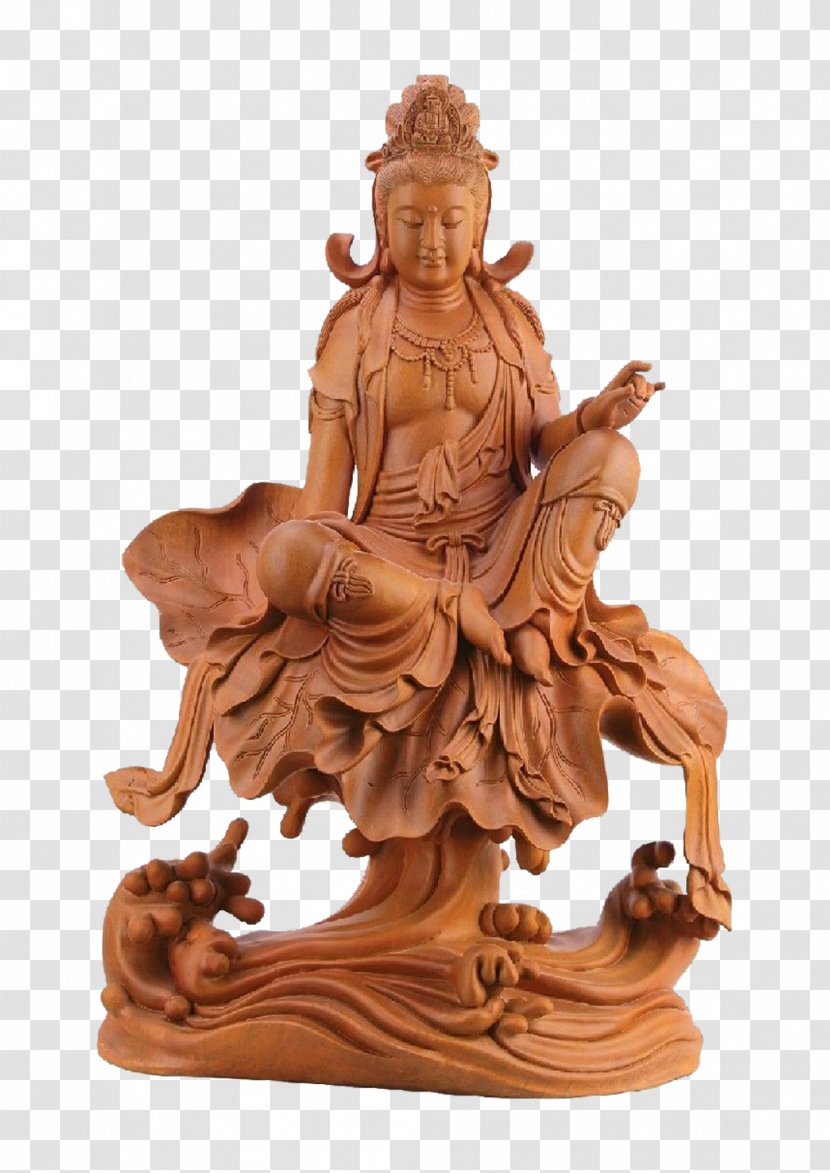 Statue Wood Carving Sculpture - Pixel - Buddha Sitting On A Lotus Root Transparent PNG