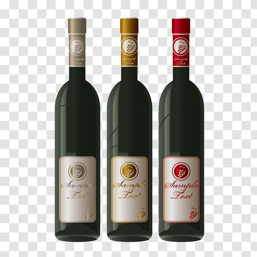 Red Wine Bottle Label - 3 Elegant Texture Transparent PNG