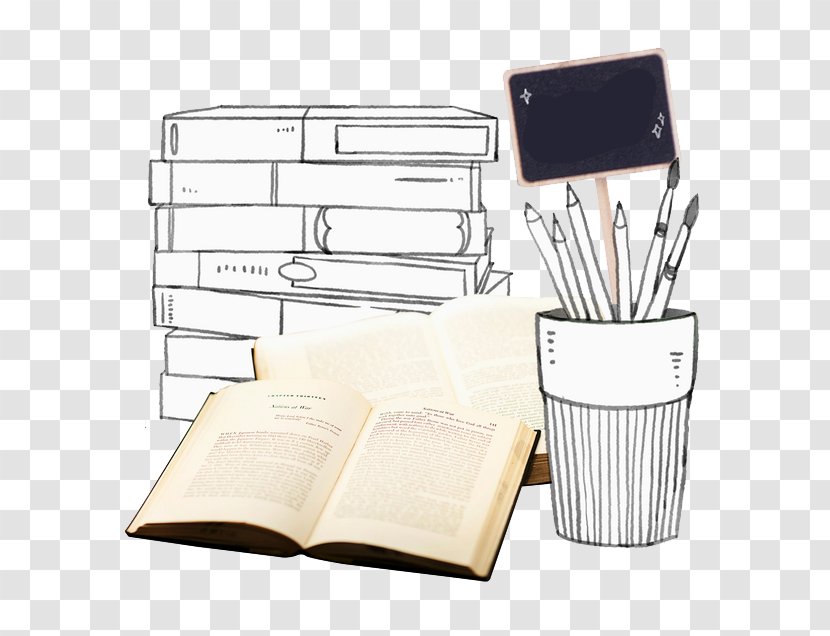 Paper Black And White Pen - Hand-painted Modern Books Transparent PNG
