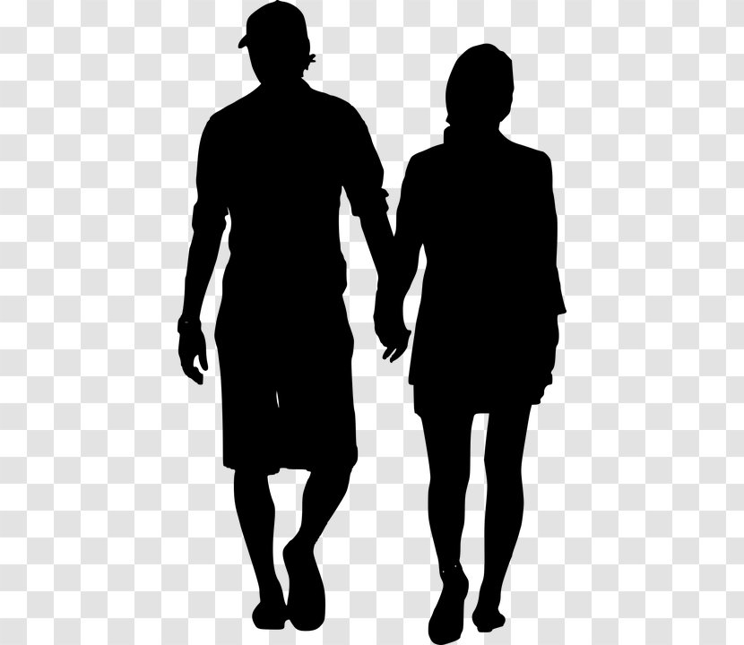 Holding Hands Silhouette Handshake - Black And White - Old People Transparent PNG