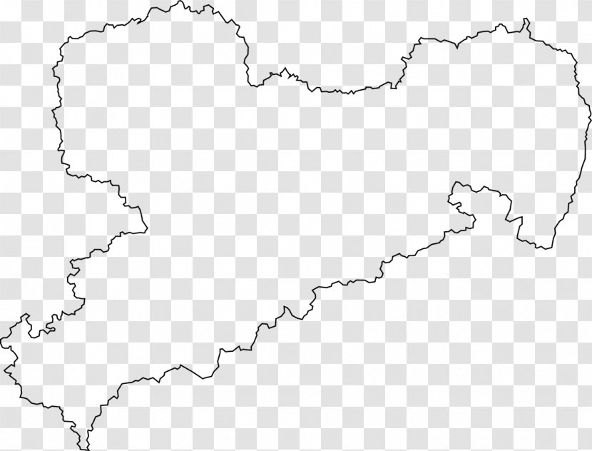Blank Map Border Nordsachsen - Black And White Transparent PNG