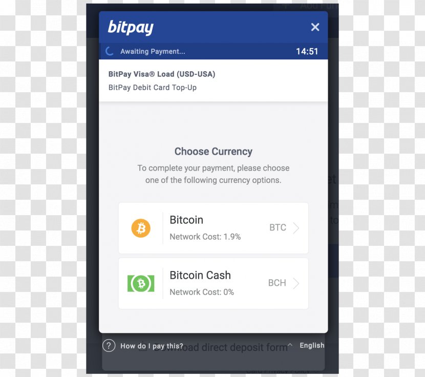 Bitcoin Cash Debit Card BitPay Payment - Bitpay - Method Transparent PNG