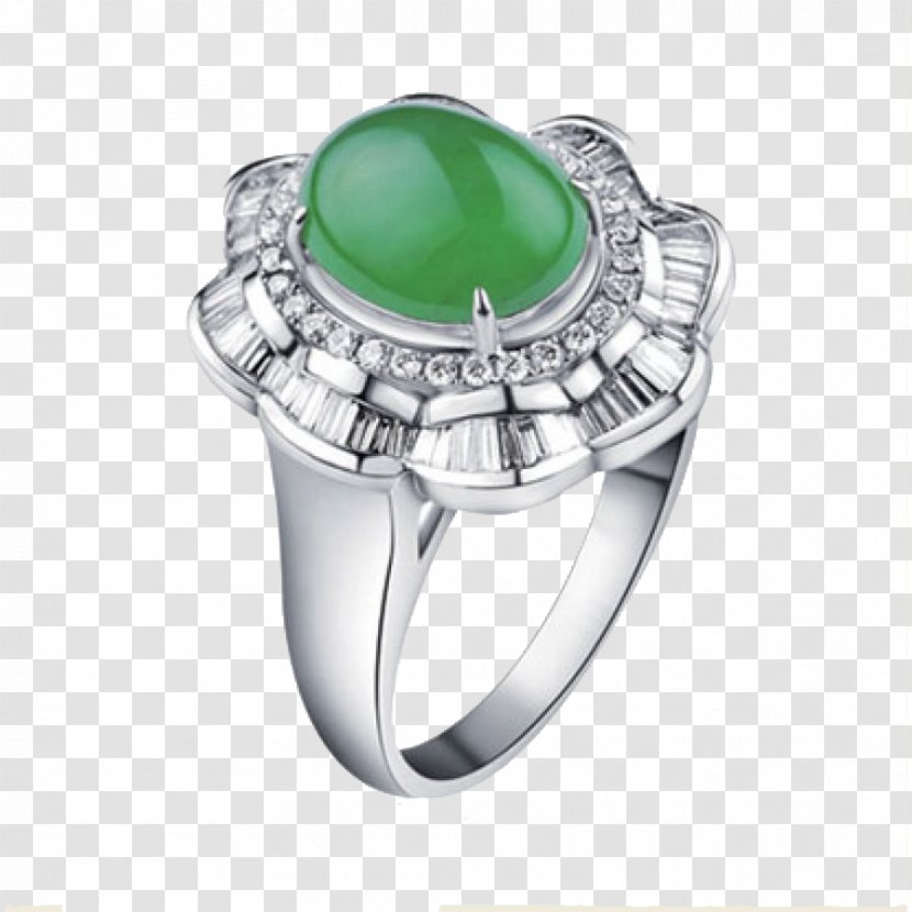 Ring Jewellery Emerald Lao Feng Xiang Diamond - Wedding Transparent PNG