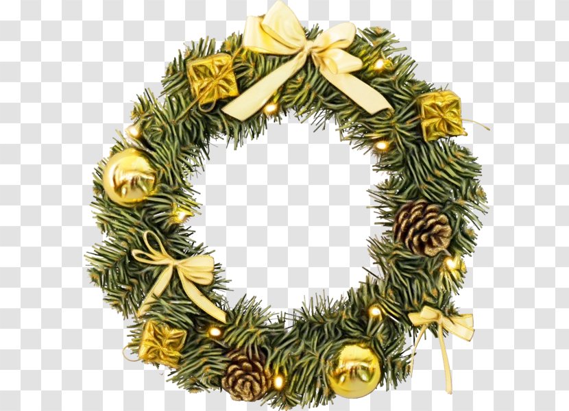 Watercolor Christmas Wreath - Twig - Oregon Pine Transparent PNG