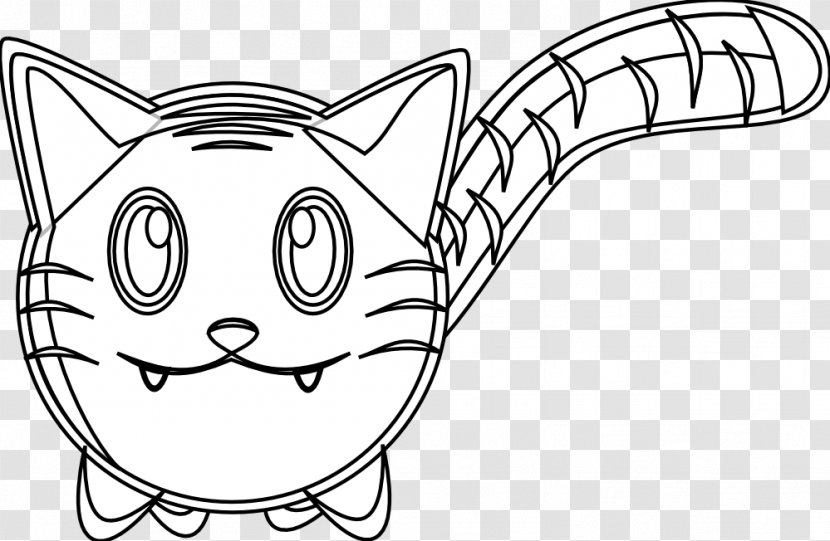Whiskers Tiger Line Art Black And White Drawing - Cat - Vector Transparent PNG