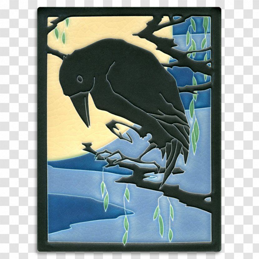 Motawi Tileworks Arts And Crafts Movement Ceramic - Bird - Watercolor Raven Transparent PNG