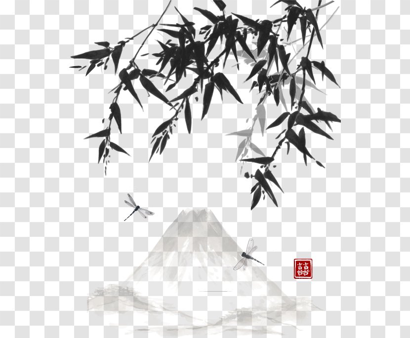 Ink Wash Painting Chinese Drawing Landscape - Japanese Art - Vector Style Bamboo Material Transparent PNG