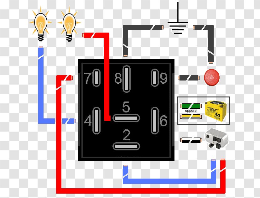 Blinklys Relay Circuit Diagram Electronics Electrical Network - Lamp - Connessione Transparent PNG