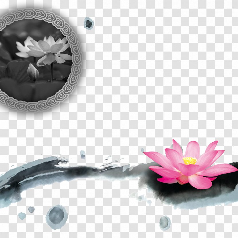 Ink Wash Painting Brush Download Chinese - Apple - Lotus,Ink,Chinese Style Transparent PNG