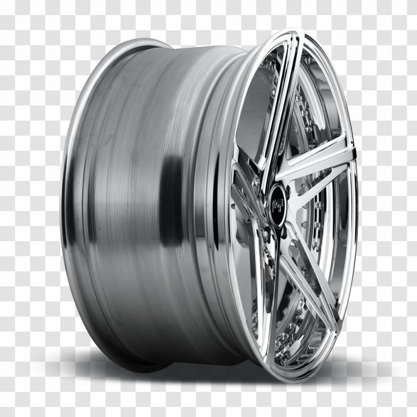 Alloy Wheel Car Spoke Tire Rim - Black And White - Brushed Transparent PNG