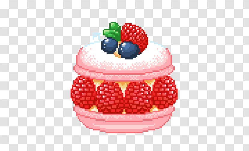 Pancake Sundae Pixel Art Food - Raspberries Transparent PNG