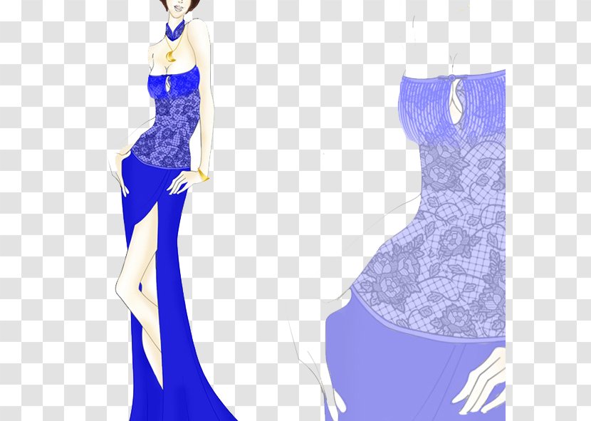 Skirt Gemstone Dress Gown - Frame - Man Wearing A Sapphire Blue Transparent PNG