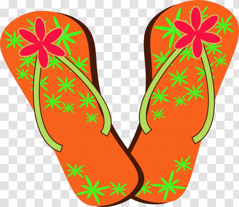Shoe Slipper Beach Clip Art - Flipflops - Orange Sandals Transparent PNG